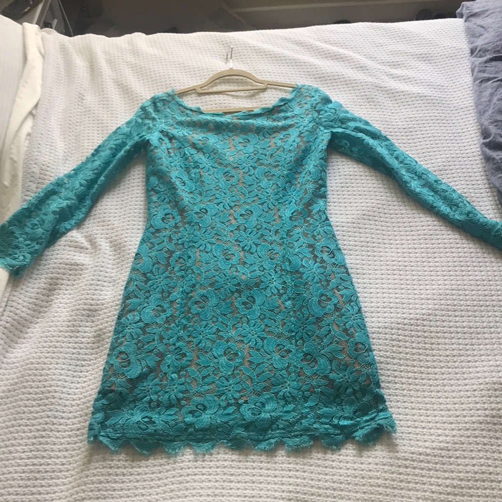 Madison Marcus Long Sleeve Lace Dress